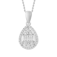 Thumbnail for LADIES PENDANT 1/5 CT ROUND/BAGUETTE DIAMOND 10K WHITE GOLD
