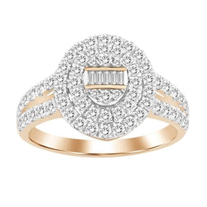 LADIES RING 3/4 CT ROUND/BAGUETTE DIAMOND 10K  ROSE GOLD