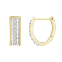 Thumbnail for LADIES HOOPS 1/4 CT ROUND/BAGUETTE DIAMOND 10K YELLOW GOLD