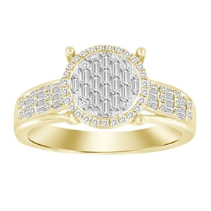 LADIES RING 1/3 CT ROUND/BAGUETTE DIAMOND 10K YELLOW GOLD