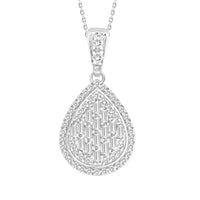 Thumbnail for LADIES PENDANT 1/3 CT ROUND/BAGUETTE DIAMOND 10K WHITE GOLD