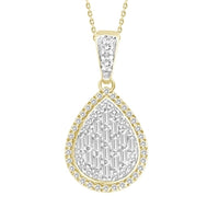 Thumbnail for LADIES PENDANT 1/3 CT ROUND/BAGUETTE DIAMOND 10K YELLOW GOLD