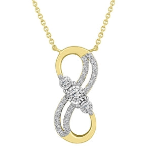 LADIES NECKLACE 1/4 CT ROUND DIAMOND 10K YELLOW GOLD