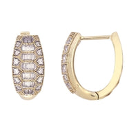 Thumbnail for LADIES HOOPS 1/4 CT ROUND/BAGUETTE DIAMOND 10K WHITE GOLD