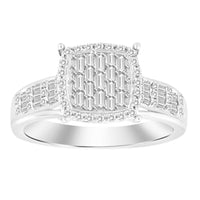 Thumbnail for LADIES RING 1/3 CT ROUND/BAGUETTE DIAMOND 10K WHITE GOLD