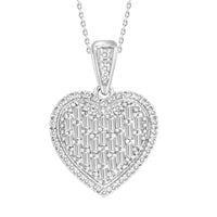 Thumbnail for LADIES PENDANT 1/3 CT ROUND/BAGUETTE DIAMOND 10K WHITE GOLD
