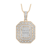 Thumbnail for LADIES PENDANT 1/2 CT ROUND/BAGUETTE DIAMOND 10K ROSE GOLD
