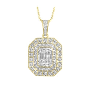 LADIES PENDANT 1/2 CT ROUND/BAGUETTE DIAMOND 10K YELLOW GOLD