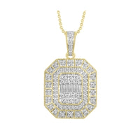 Thumbnail for LADIES PENDANT 1/2 CT ROUND/BAGUETTE DIAMOND 10K YELLOW GOLD