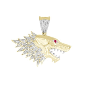 MEN'S CHARM 1/4 CT ROUND/RUBY DIAMOND 10K YELLOW GOLD