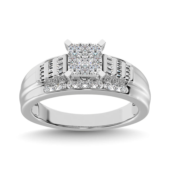 10K White Gold 1/2 Ct.Tw. Diamond Engagement Invisible Ring