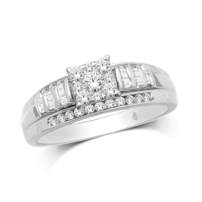 10K White Gold 1/2 Ct.Tw. Diamond Engagement Invisible Ring