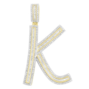 MEN'S CHARM 2 CT ROUND/BAGUETTE DIAMOND 10K YELLOW GOLD