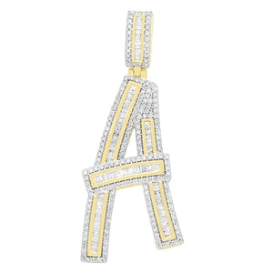 MEN'S CHARM 2 CT ROUND/BAGUETTE DIAMOND 10K YELLOW GOLD