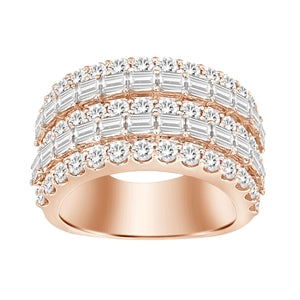 MEN'S BANDS 5 CT ROUND/BAGUETTE DIAMOND 14K ROSE GOLD