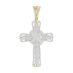 MEN'S CHARM 1 CT ROUND/BAGUETTE DIAMOND 10K YELLOW GOLD