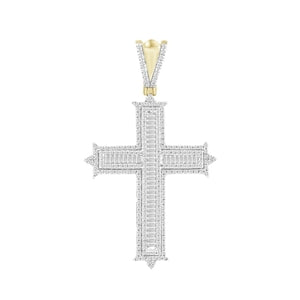 MEN'S CHARM 1 CT ROUND/BAGUETTE DIAMOND 10K YELLOW GOLD