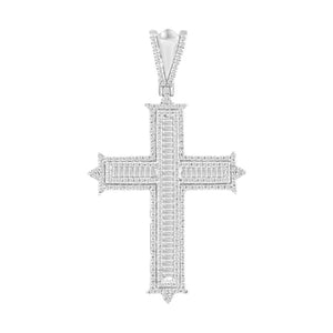MEN'S CHARM 1 CT ROUND/BAGUETTE DIAMOND 10K WHITE GOLD