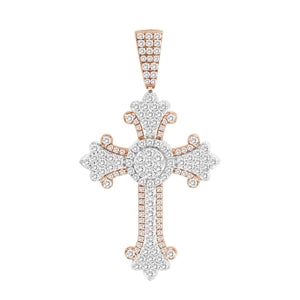 MEN'S CHARM 3 1/2 CT ROUND DIAMOND 10K WHITE/ROSE GOLD