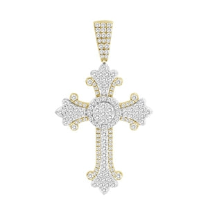 MEN'S CHARM 3 1/2 CT ROUND DIAMOND 10K YELLOW/WHITE GOLD