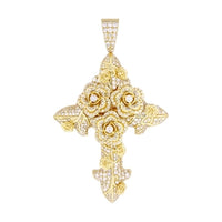 Thumbnail for MEN'S CROSS 5 CT ROUND DIAMOND 14K YELLOW GOLD