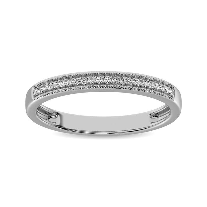 10K White Gold 1/10 Ct.Tw. Diamond Wedding Band Ring