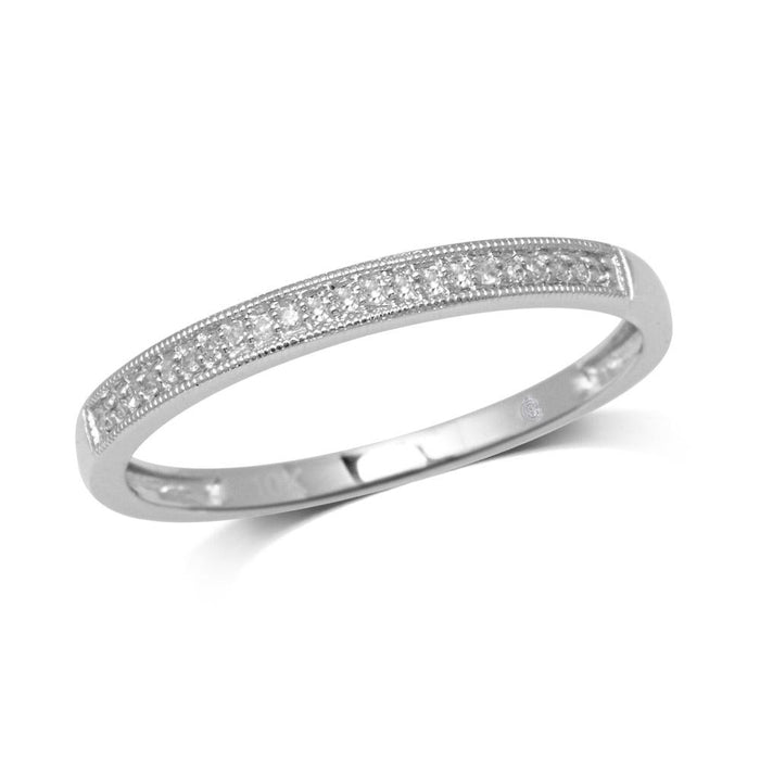 10K White Gold 1/10 Ct.Tw. Diamond Wedding Band Ring