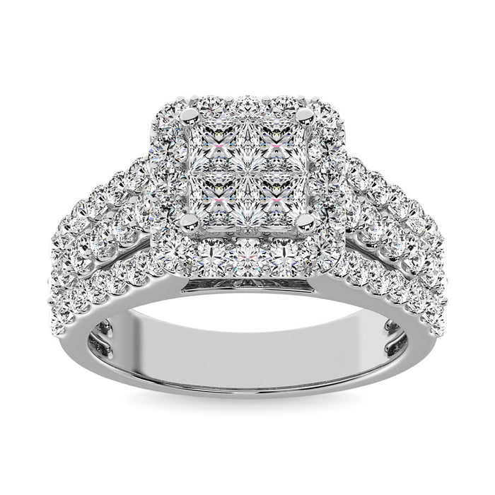 14K White Gold 2 Ct.Tw.Diamond Engagement Ring