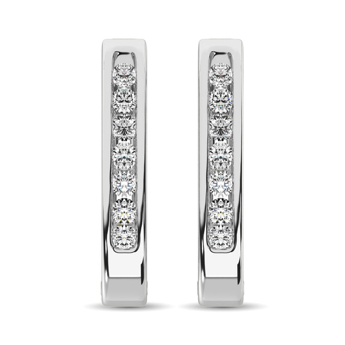 10K White Gold 1/8 Ct.Tw. Diamond Huggies Earrings