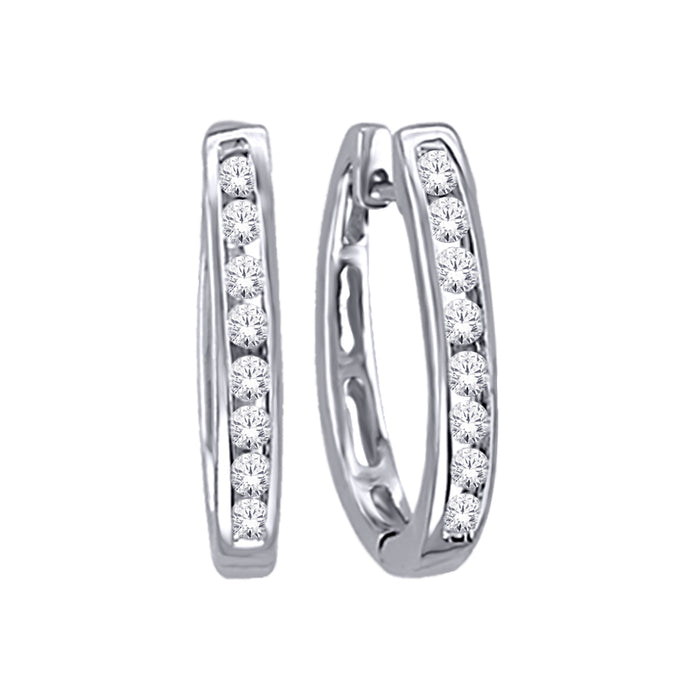 10K White Gold 1/4 Ct.Tw. Diamond Huggies Earrings