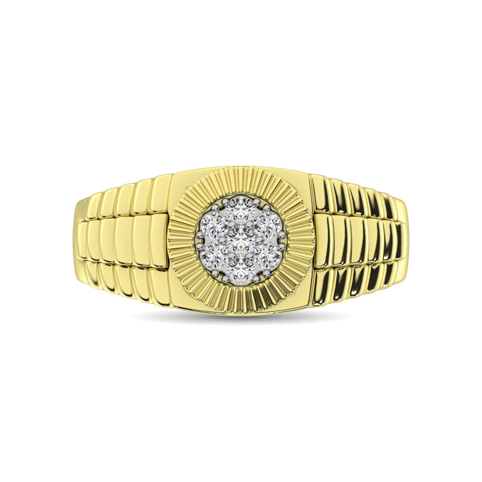 Diamond 1/4 Ct.Tw. Rolex Mens Ring in 14K Yellow Gold