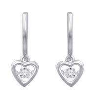 Thumbnail for Sterling Silver 1/20 Ct.Tw. Moving Diamond Heart Earrings