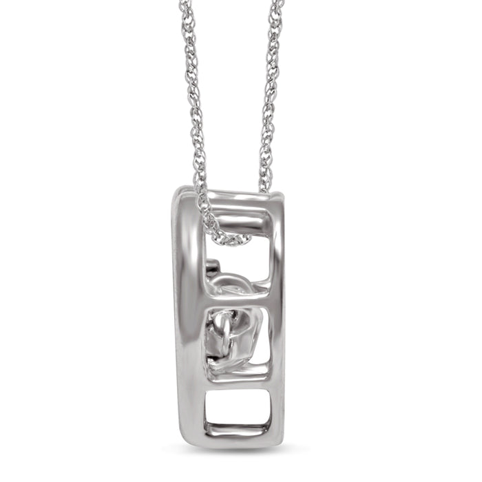 Sterling Silver Moving Diamond Accent Heart Pendant