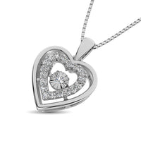 Thumbnail for Sterling Silver 1/8 Ct.Tw. Moving Diamond Heart Pendant