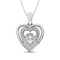 Thumbnail for Sterling Silver 1/8 Ct.Tw. Moving Diamond Heart Pendant
