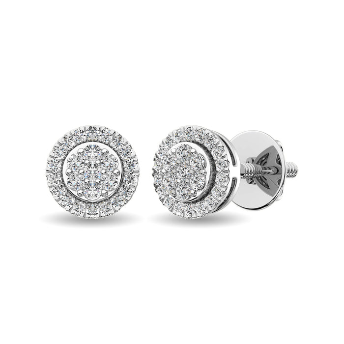 10K White Gold 1/4 Ct.Tw.Diamond Flower Stud Earrings