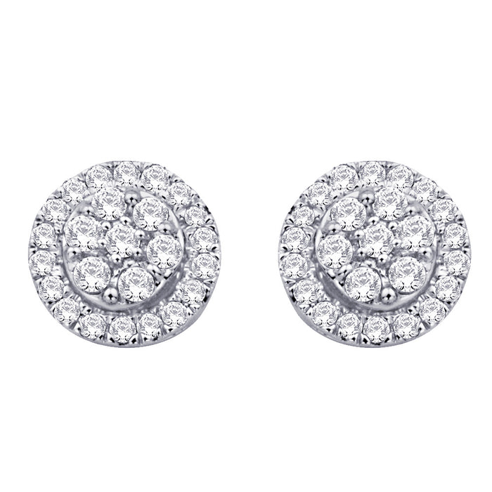 10K White Gold 1/4 Ct.Tw.Diamond Flower Stud Earrings