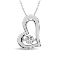 Thumbnail for Sterling Silver 1/20 Ct.Tw.Moving Diamond Heart Pendant