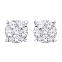 Thumbnail for 14K White Gold 3/4 Ct.Tw. Diamond Flower Stud Earrings