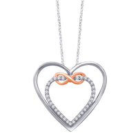 Thumbnail for 10K White Gold 1/10 Ctw Diamond Double Heart Pendant