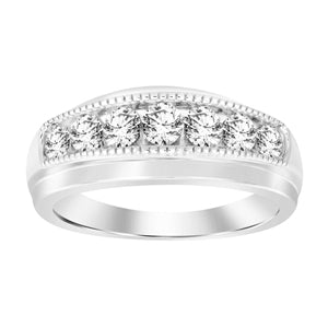 MEN'S BAND 3/4 CT ROUND DIAMOND 10K WHITE GOLD