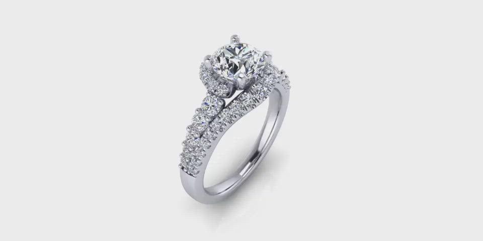 One Carat Round Bypass Diamond Engagement Ring-Angelucci Jewelry