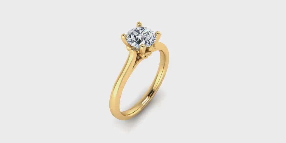 One Carat Round Solitaire Diamond Engagement Ring in 14 Karat Gold-Angelucci-Jewelry