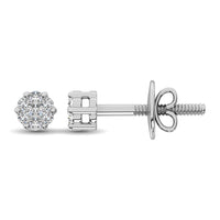Thumbnail for Sterling Silver 1/10 Ct.Tw. Diamond Flower Studs Earrings