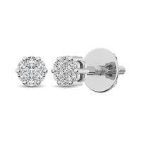 Thumbnail for Sterling Silver 1/10 Ct.Tw. Diamond Flower Studs Earrings
