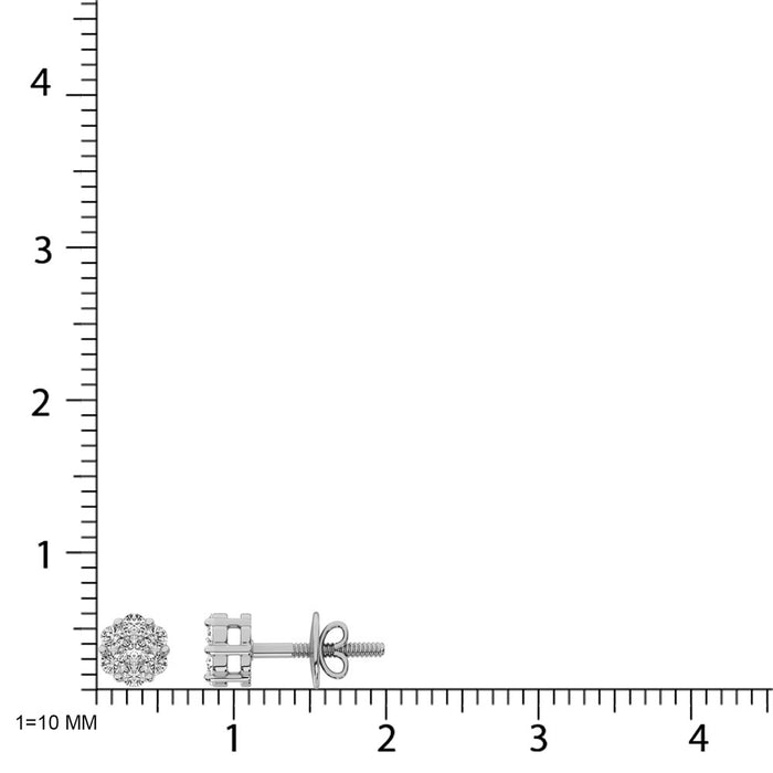 10K White Gold 1/5 Ct.Tw. Diamond Flower Studs Earrings