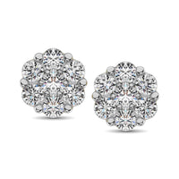 Thumbnail for 14K White Gold 1/4 Ct.Tw. Diamond Flower Studs Earrings