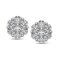 Thumbnail for 14K White Gold 1/3 Ct.Tw. Diamond Flower Studs Earrings