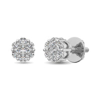 Thumbnail for 14K White Gold 1/2 Ct.Tw. Diamond Flower Studs Earrings