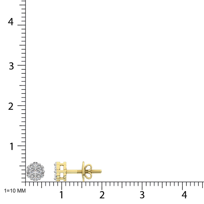 Diamond 1/2 Ct.Tw. Cluster Earrings in 14K Yellow Gold